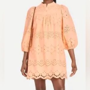 "Orange Ice" Eyelet Lace Puff Sleeve Mini Dress Size S Universal Thread L👀K
